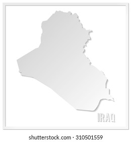 Cut out paper vector map of Iraq. Papercut style country map. 3d vector map illustration with smooth vector shadows and white map. 