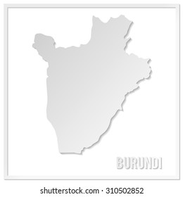 Cut out paper vector map of Burundi. Papercut style country map. 3d vector map illustration with smooth vector shadows and white map. 