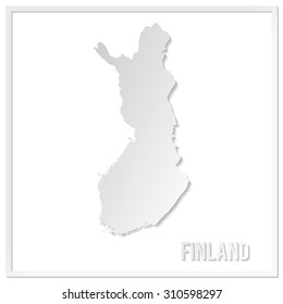 Cut out paper vector map of Finland. Paper cut style country map. 3d vector map illustration with smooth vector shadows and white map. 