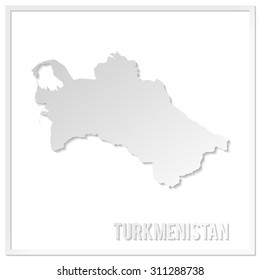 Cut out paper vector map of Turkmenistan. Papercut style country map. 3d vector map illustration with smooth vector shadows and white map. 