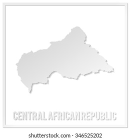 Cut out paper vector map of Central African Republic. Papercut style country map. 3d vector map illustration with smooth vector shadows and white map. 