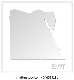 Cut out paper vector map of Egypt. Papercut style country map. 3d vector map illustration with smooth vector shadows and white map. 