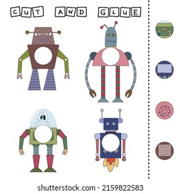 Cut out parts of the image and glue on the robots. A fun game for kids and kids
