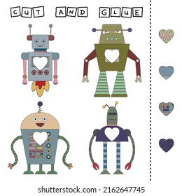 Cut out parts of the image and glue on the robots. A fun game for kids and kids

