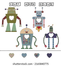 Cut out parts of the image and glue on the robots. A fun game for kids and kids
