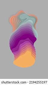 Cut out patterns from colored paper. Vector illustration of a stack of colored paper with a cut out abstract pattern. Sketch for creativity.