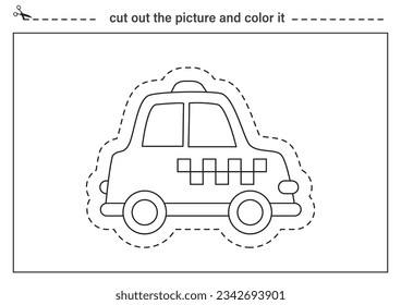 Cut out picture and color it. Black and white worksheet for kids. Cutting practice for preschoolers.