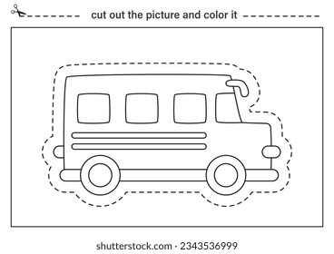 Cut out picture and color it. Black and white worksheet for kids. Cutting practice for preschoolers.