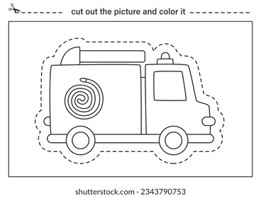 Cut out picture and color it. Black and white worksheet for kids. Cutting practice for preschoolers.