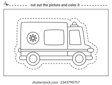 Cut out picture and color it. Black and white worksheet for kids. Cutting practice for preschoolers.