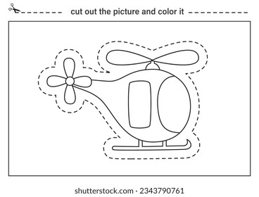 Cut out picture and color it. Black and white worksheet for kids. Cutting practice for preschoolers.