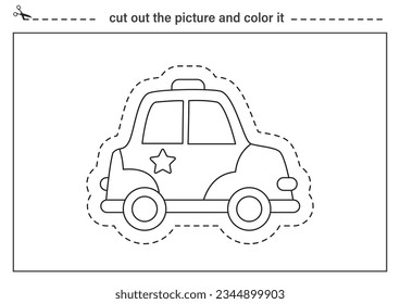 Cut out picture and color it. Black and white worksheet for kids. Cutting practice for preschoolers.