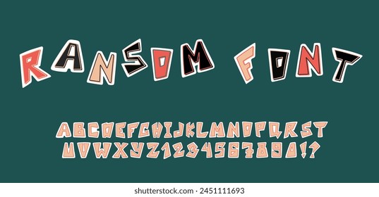 Cut out ransom font. Alphabet for scrapbooking. Vector.