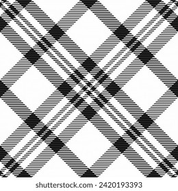 Cut out seamless textile fabric, skill plaid tartan vector. Cover pattern check texture background in white and black color.