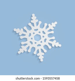 Cut out snowflake. White pattern template of New Year or Christmas decoration. Background for banners, scrapbooking, design elements, greeting paper cards and other holiday media. Vector illustration.