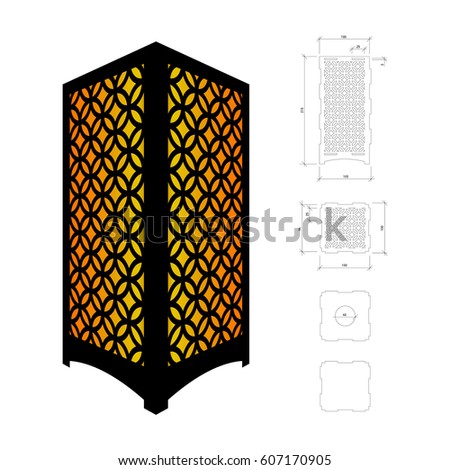 Cut Out Template Lamp Candle Holder Stock Vektorgrafik