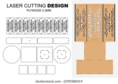 Cut out the template for the lamp, Table Lamp, and Love Text - elegant night lamp (plywood 2.3 mm).