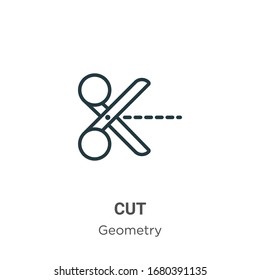 Cut outline vector icon. Thin line black cut icon, flat vector simple element illustration from editable geometry concept isolated stroke on white background