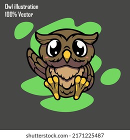 Cut Owl illustration vector cartoon