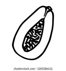 Cut Papaya-Doodle-Stil, Vektorgrafik einzeln auf weißem Hintergrund