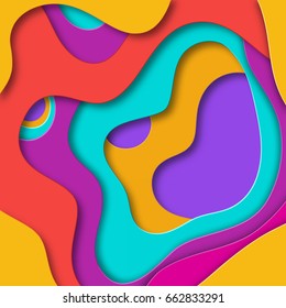 Cut paper 3D colorful waves abstract background.Vector design layout for business presentations, flyers, posters.