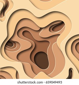 Cut paper 3D waves abstract background.Vector design layout for business presentations, flyers, posters. Sand, desert, skin tone stylization