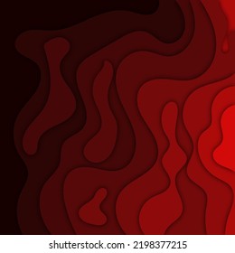 Cortar fondo de papel. Resumen de la decoración de papel realista para el diseño con textura de cartón de capas rojas onduladas.