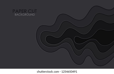 
Cut paper background. Dark wavy layers of paper. Design brochure, book cover, magazine, booklet.