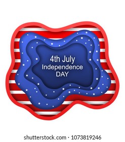 Cut Paper Background for Fourth of July Independence Day of the USA, American Nation Colors - Illustration Vector