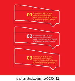 cut paper banners Design template on red background / can be used for infographics / numbered banners / horizontal cutout lines / graphic or website layout vector / brochure or cover design