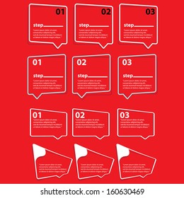 cut paper banners Design template on red background / can be used for infographics / numbered banners / horizontal cutout lines / graphic or website layout vector / brochure or cover design