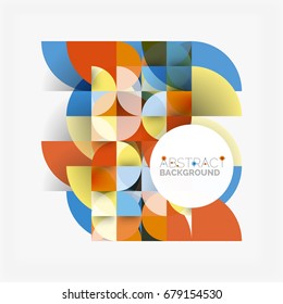 Cut paper circles, mosaic mix geometric pattern design. Business or technology presentation template, brochure or flyer layout, or geometric web banner