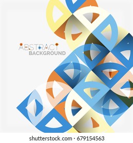 Cut paper circles, mosaic mix geometric pattern design. Business or technology presentation template, brochure or flyer layout, or geometric web banner