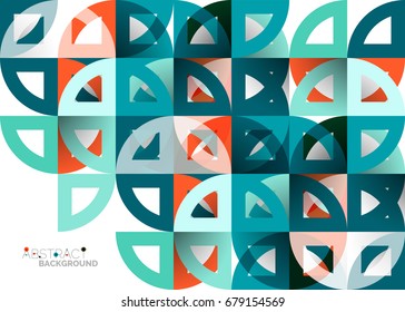 Círculos de papel cortado, diseño de patrones geométricos de mezcla de mosaicos. Plantilla de presentación de negocios o tecnología, diseño de folletos o volantes, o banner web geométrico