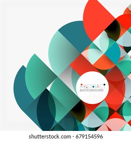 Cut paper circles, mosaic mix geometric pattern design. Business or technology presentation template, brochure or flyer layout, or geometric web banner