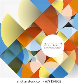Círculos de papel cortado, diseño de patrones geométricos de mezcla de mosaicos. Plantilla de presentación de negocios o tecnología, diseño de folletos o volantes, o banner web geométrico