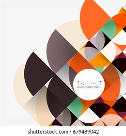 Cut paper circles, mosaic mix geometric pattern design. Business or technology presentation template, brochure or flyer layout, or geometric web banner