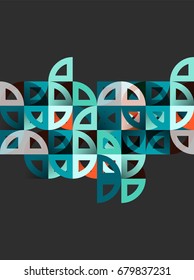 Círculos de papel cortado, diseño de patrones geométricos de mezcla de mosaicos. Plantilla de presentación de negocios o tecnología, diseño de folletos o volantes, o banner web geométrico