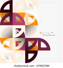 Cut paper circles, mosaic mix geometric pattern design. Business or technology presentation template, brochure or flyer layout, or geometric web banner