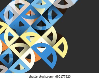 Cut paper circles, mosaic mix geometric pattern design. Business or technology presentation template, brochure or flyer layout, or geometric web banner