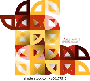 Cut paper circles, mosaic mix geometric pattern design. Business or technology presentation template, brochure or flyer layout, or geometric web banner