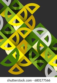 Cut paper circles, mosaic mix geometric pattern design. Business or technology presentation template, brochure or flyer layout, or geometric web banner