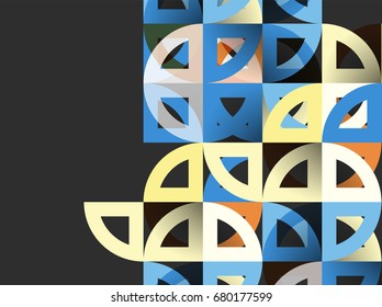 Círculos de papel cortado, diseño de patrones geométricos de mezcla de mosaicos. Plantilla de presentación de negocios o tecnología, diseño de folletos o volantes, o banner web geométrico