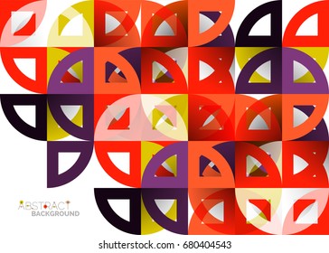 Círculos de papel cortado, diseño de patrones geométricos de mezcla de mosaicos. Plantilla de presentación de negocios o tecnología, diseño de folletos o volantes, o banner web geométrico