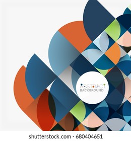 Círculos de papel cortado, diseño de patrones geométricos de mezcla de mosaicos. Plantilla de presentación de negocios o tecnología, diseño de folletos o volantes, o banner web geométrico
