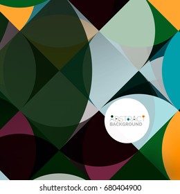 Cut paper circles, mosaic mix geometric pattern design. Business or technology presentation template, brochure or flyer layout, or geometric web banner