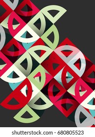 Cut paper circles, mosaic mix geometric pattern design. Business or technology presentation template, brochure or flyer layout, or geometric web banner