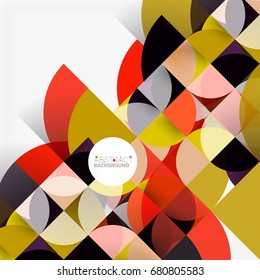 Cut paper circles, mosaic mix geometric pattern design. Business or technology presentation template, brochure or flyer layout, or geometric web banner