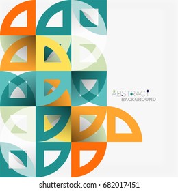 Cut paper circles, mosaic mix geometric pattern design. Business or technology presentation template, brochure or flyer layout, or geometric web banner