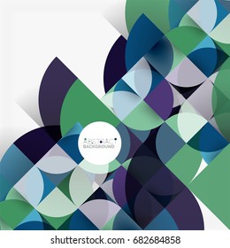 Cut paper circles, mosaic mix geometric pattern design. Business or technology presentation template, brochure or flyer layout, or geometric web banner